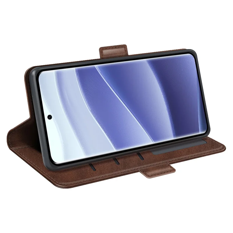 For Xiaomi Redmi Note 14 Pro 5G / Poco X7 5G Stand Case Calf Texture Leather Wallet Phone Cover - Brown
