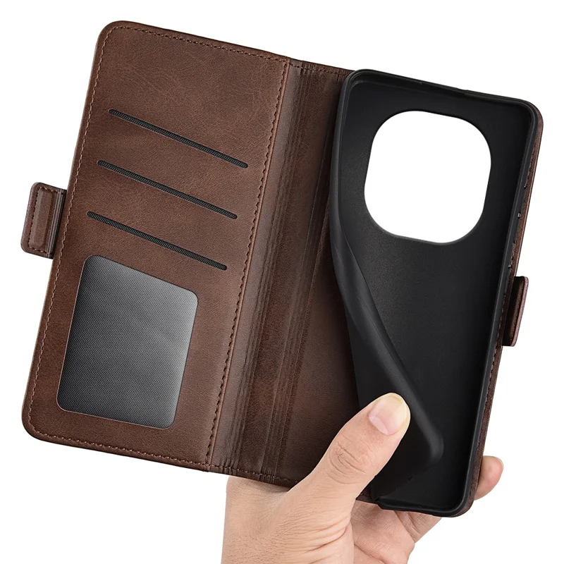 For Xiaomi Redmi Note 14 Pro 5G / Poco X7 5G Stand Case Calf Texture Leather Wallet Phone Cover - Brown