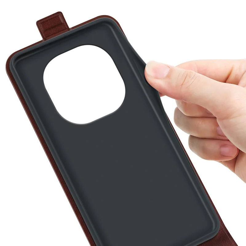 Voor Xiaomi Redmi Note 14 Pro 5G / Poco X7 5G hoesje met kaartsleuven, verticaal flip lederen telefoonhoes - Bruin