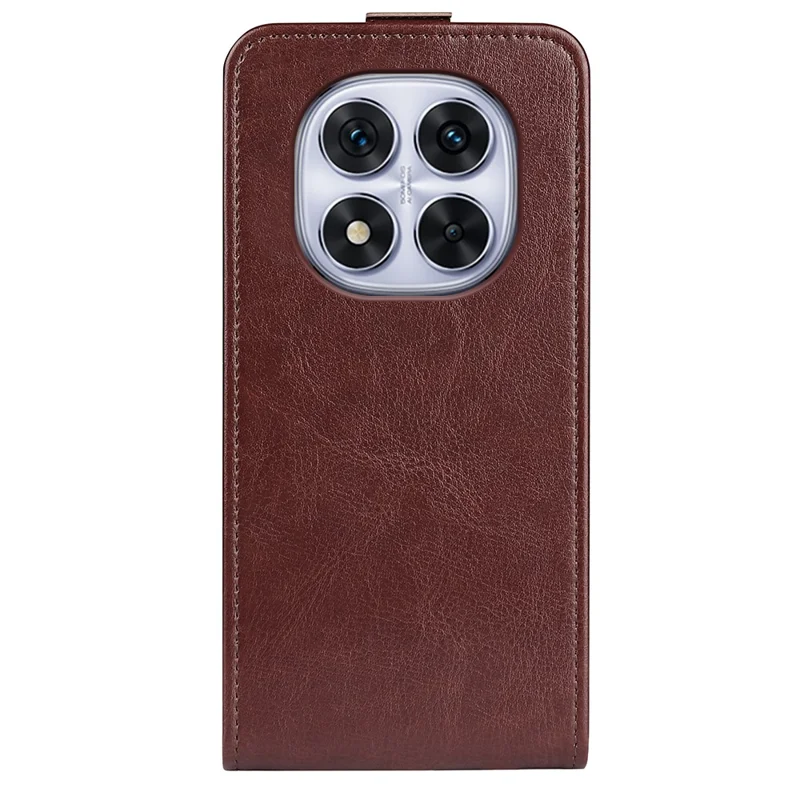 Voor Xiaomi Redmi Note 14 Pro 5G / Poco X7 5G hoesje met kaartsleuven, verticaal flip lederen telefoonhoes - Bruin