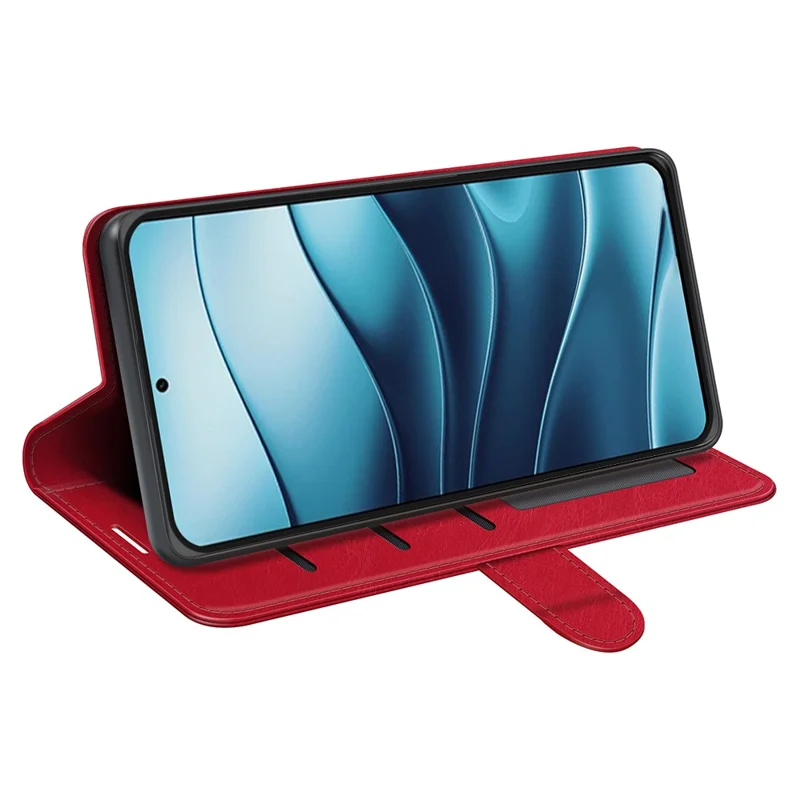 Für Xiaomi Redmi Note 14 Pro 5G Wallet Case Crazy Horse Textur Ständer Leder Handyhülle - Rot