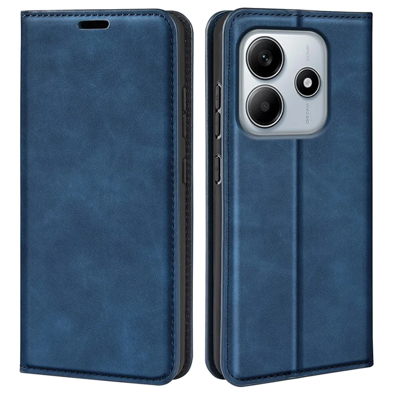 For Xiaomi Redmi Note 14 5G Case Skin-Touch Leather Wallet Phone Cover - Blue
