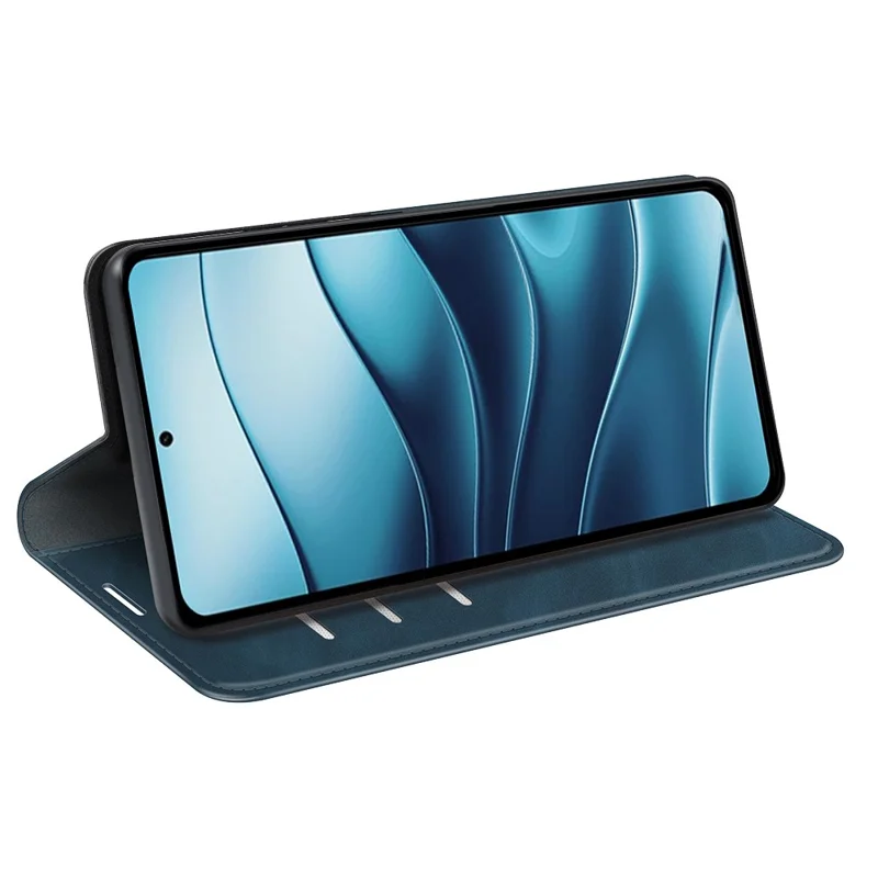 For Xiaomi Redmi Note 14 5G Case Skin-Touch Leather Wallet Phone Cover - Blue