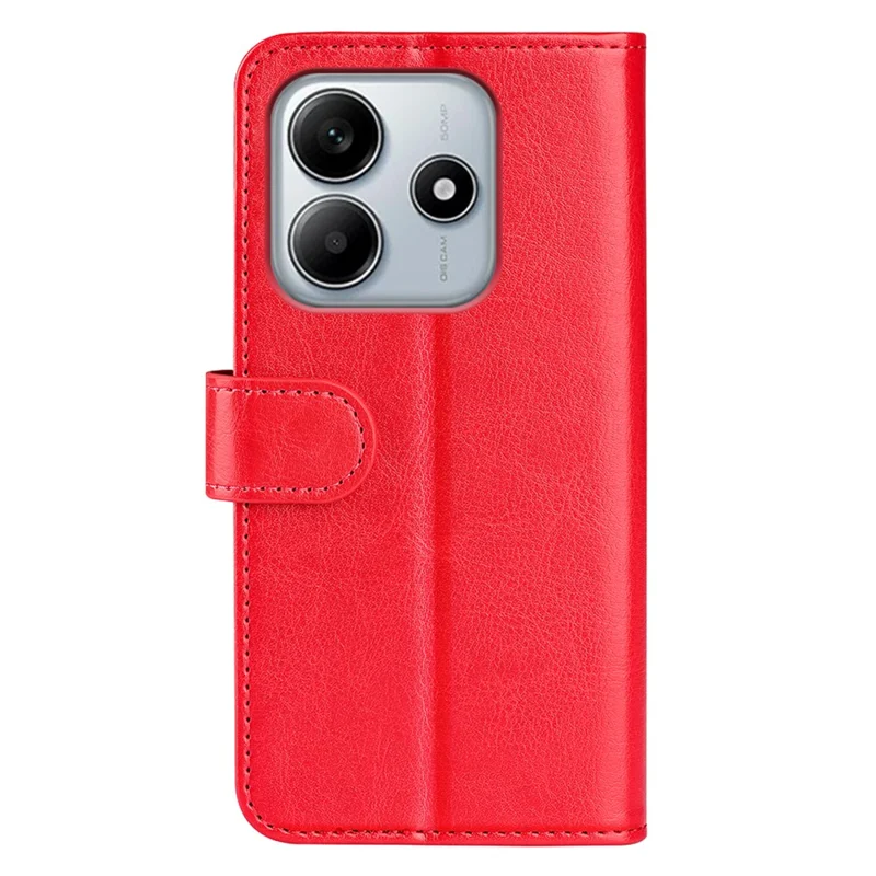 For Xiaomi Redmi Note 14 5G Wallet Case Crazy Horse Texture Stand Leather Phone Cover - Red