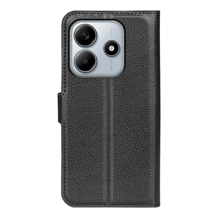 For Xiaomi Redmi Note 14 5G Case Litchi Texture Shockproof Leather Wallet Phone Cover - Black