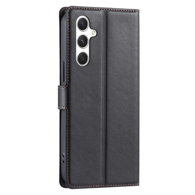 For Samsung Galaxy A55 5G Case Dots Imprinted PU Leather Flip Phone Cover with Card Slot, Strap - Black