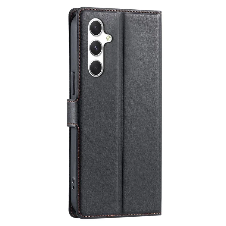 Für Samsung Galaxy A25 5G (Global) (161,0 x 76,5 x 8,3 mm) Hülle Gepunktetes Geprägtes PU-Leder Klapphandy-Abdeckung mit Kartenfach, Gurt - Schwarz