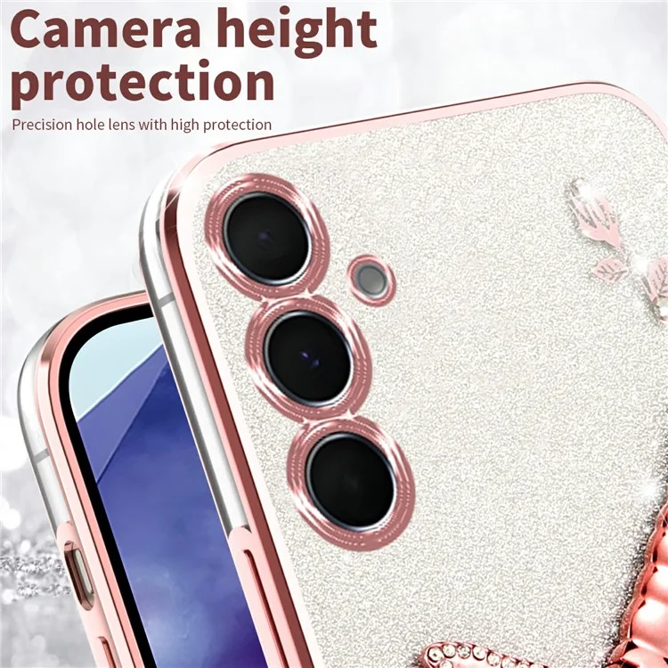 KADEM For Samsung Galaxy A36 5G Case Dragonfly Kickstand TPU Flowers Glitter Phone Cover - Pink