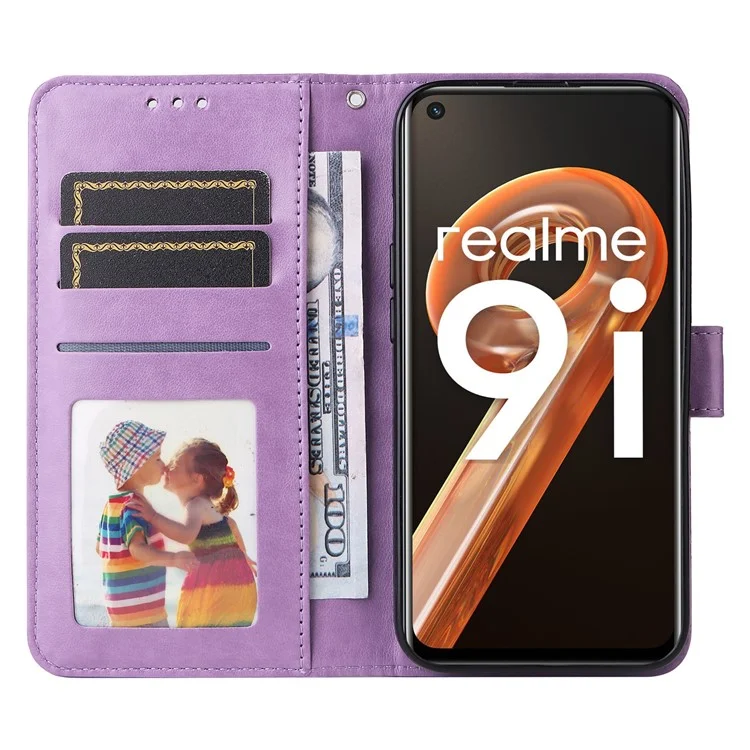 Для Realme 9i 4g / Oppo A36 / A76 / A96 4G / K10 4G PU Кожаный Кошелек. - Пурпурный