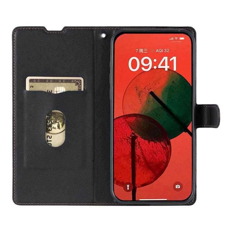 For Samsung Galaxy A15 4G / 5G Case Dots Imprinted PU Leather Flip Phone Cover with Card Slot, Strap - Black