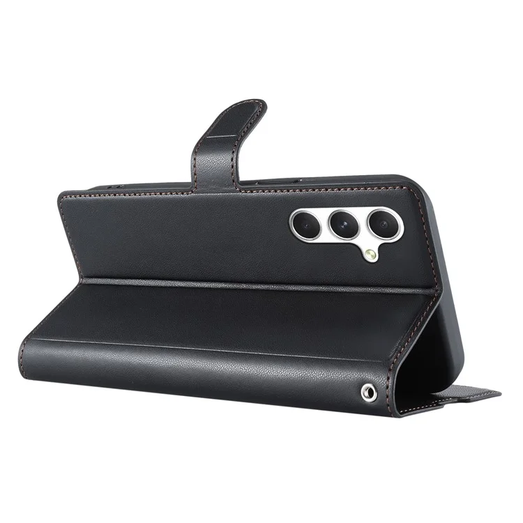 For Samsung Galaxy A15 4G / 5G Case Dots Imprinted PU Leather Flip Phone Cover with Card Slot, Strap - Black