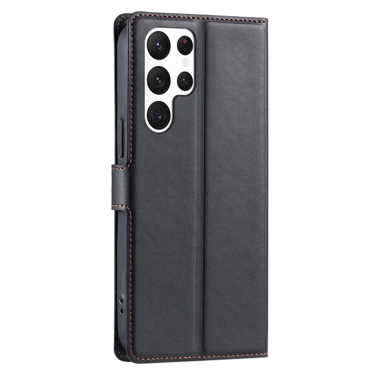 Pour Samsung Galaxy S24 Ultra Case Dots Imprinted PU Leather Flip Phone Cover with Card Slot, Strap - Noir