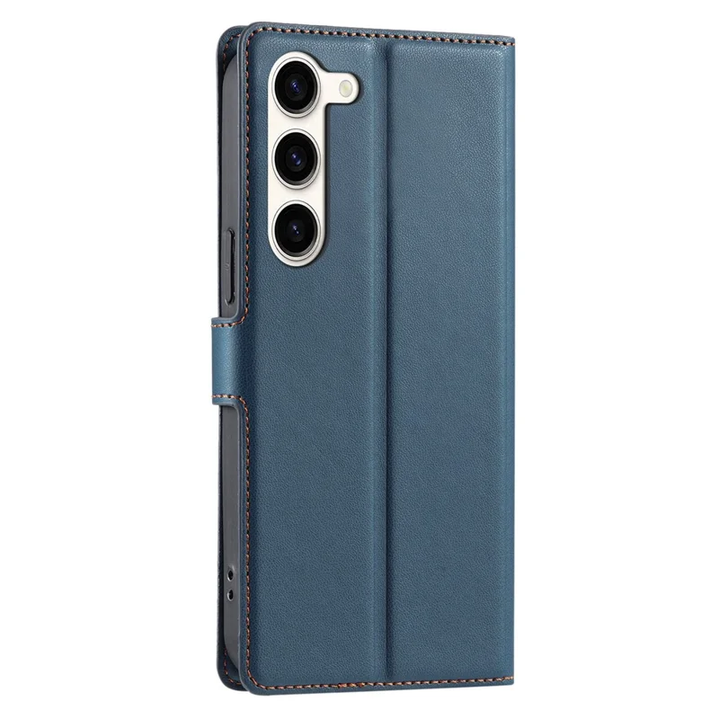 Coque pour Samsung Galaxy S23+ en cuir PU avec motif à pois, rabat et emplacement pour carte, avec dragonne - Bleu
