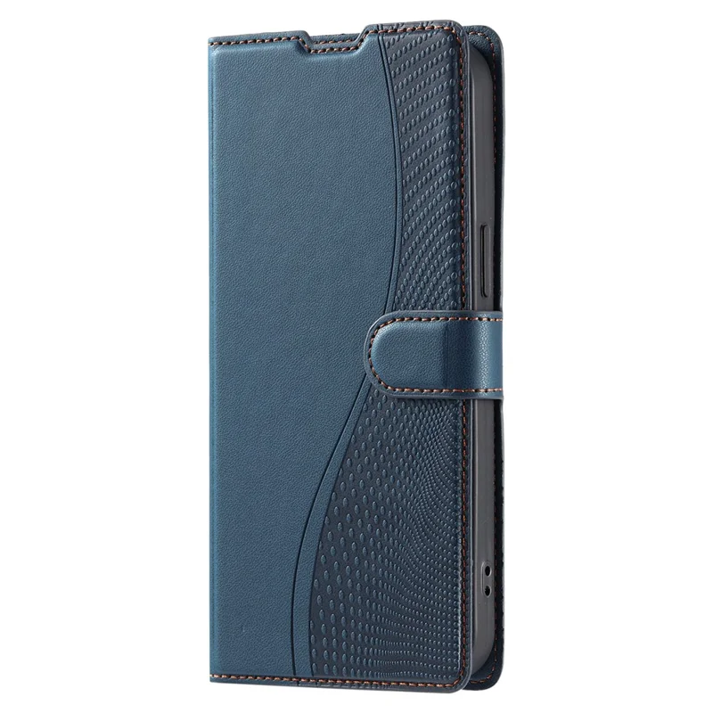 Coque pour Samsung Galaxy S23+ en cuir PU avec motif à pois, rabat et emplacement pour carte, avec dragonne - Bleu