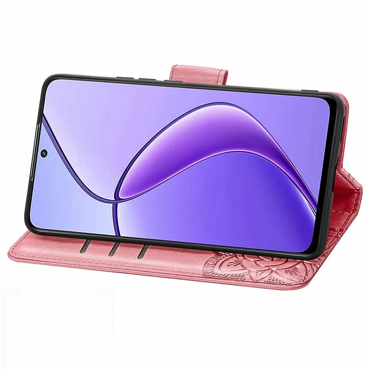 Custodia per Realme 13 Pro 5G in pelle PU Wallet Phone Cover Butterfly Pattern - Rosa