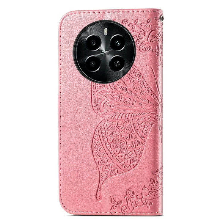 Custodia per Realme 13 Pro 5G in pelle PU Wallet Phone Cover Butterfly Pattern - Rosa