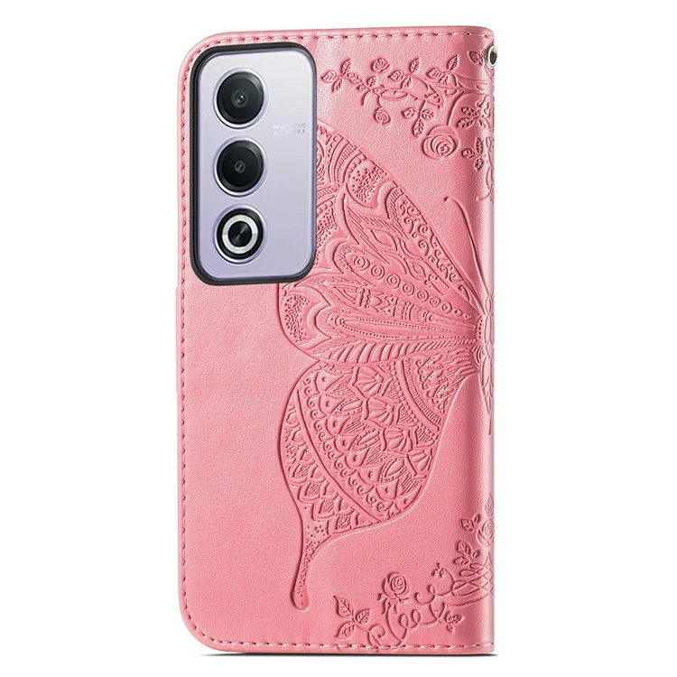Für Oppo A80 5G Hülle PU-Leder Brieftasche Handyhülle Schmetterlingsmuster - Pink