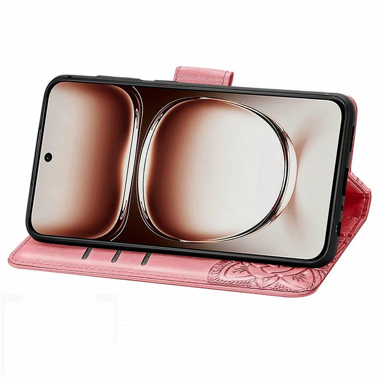 Für Oppo A3x 5G Hülle Leder Brieftasche Handyhülle Schmetterling Muster - Rosa
