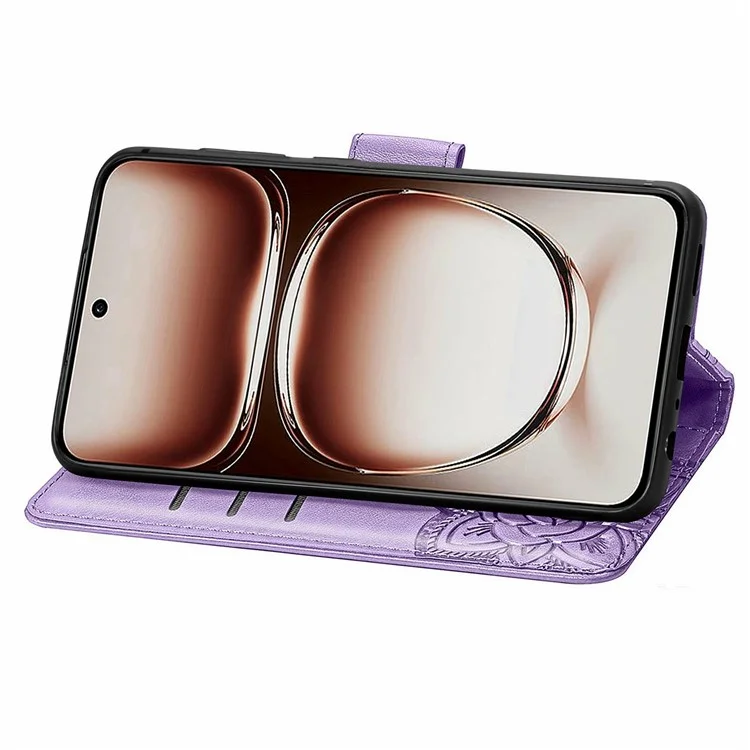 For Oppo A3x 5G Case PU Leather Wallet Phone Cover Butterfly Pattern - Light Purple