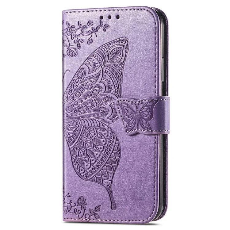 For Oppo A3x 5G Case PU Leather Wallet Phone Cover Butterfly Pattern - Light Purple