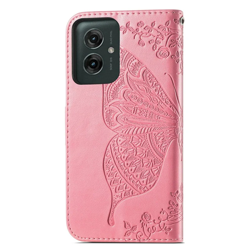 Per Motorola Moto G55 5G Custodia in Pelle PU Custodia per Telefono Cover a Farfalla - Rosa