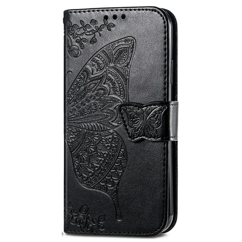 For Motorola Moto G35 5G Case PU Leather Wallet Phone Cover Butterfly Pattern - Black