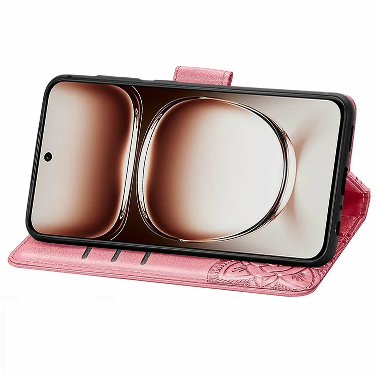 Pour Motorola Edge 50 Neo 5G / Moto S50 5G / Thinkphone 25 5G Étui en cuir PU Étui de téléphone Motif papillon - Rose