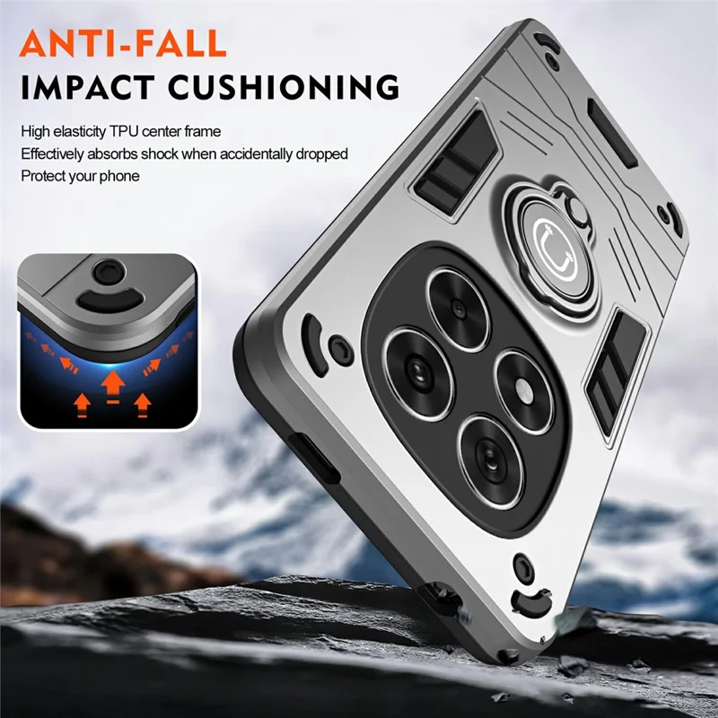 For Xiaomi Redmi Note 14 Pro 5G / Poco X7 5G Case Slide Camshield Kickstand PC+TPU Phone Cover - Grey