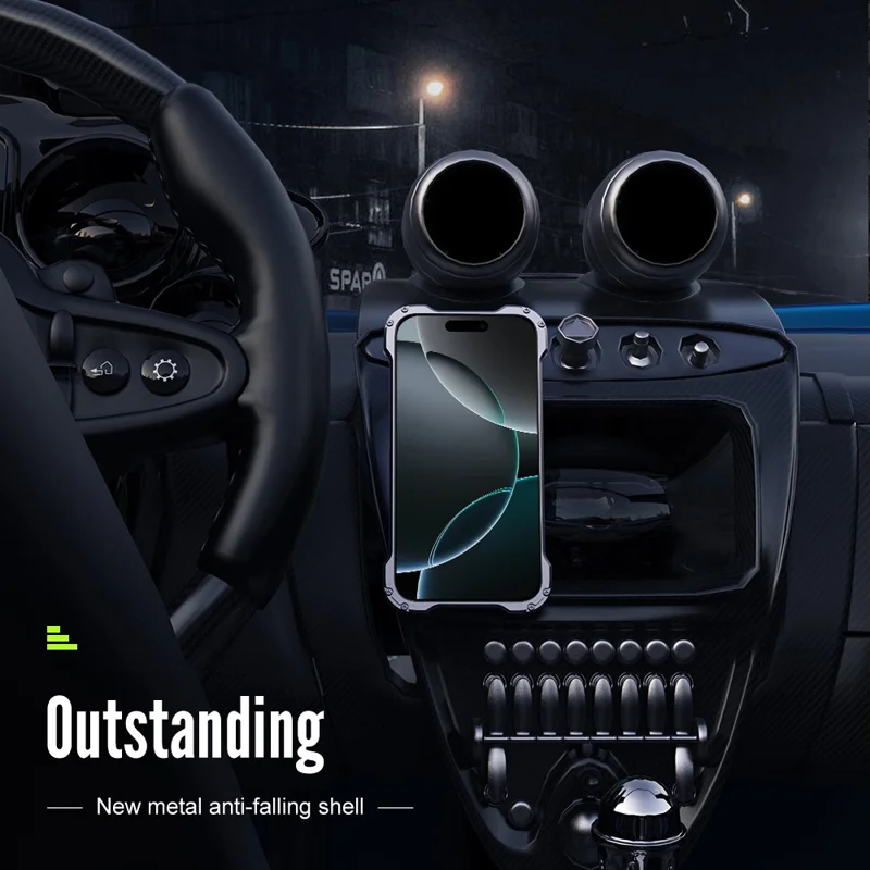 R-JUST RJ-51 For iPhone 16 Pro Max Case Compatible with MagSafe PC + Aluminum Alloy Hollow Cover