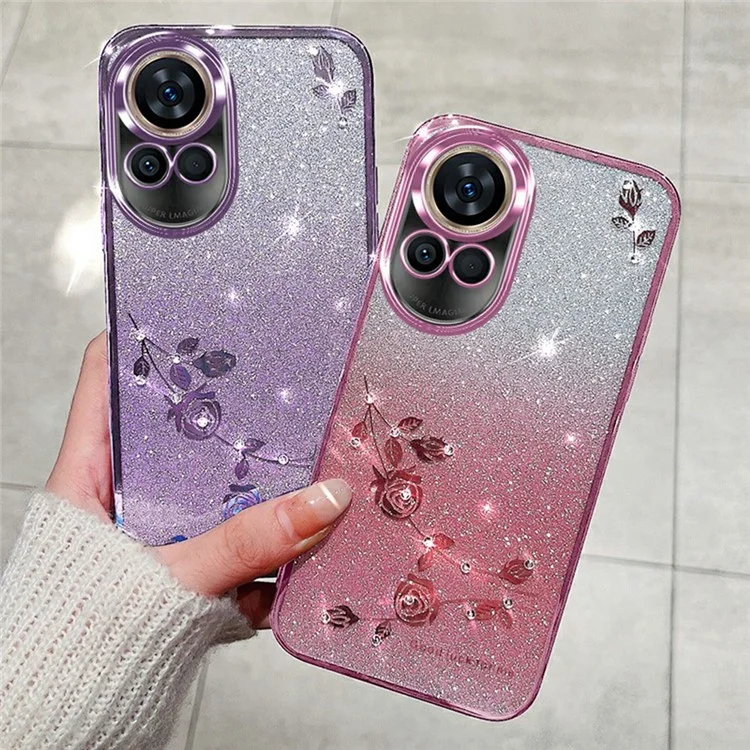 Capa para Huawei nova 13 da KADEM, com padrão de flor em TPU, capa de telefone gradiente com cordões - Roxo