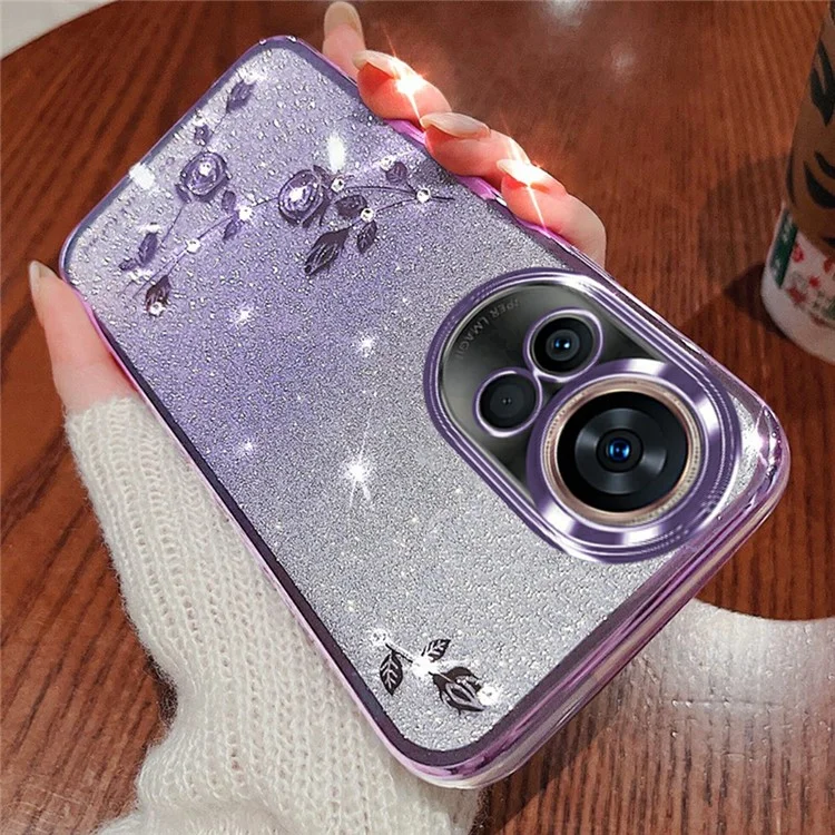 Capa para Huawei nova 13 da KADEM, de TPU flexível com flor e gradiente - Roxo