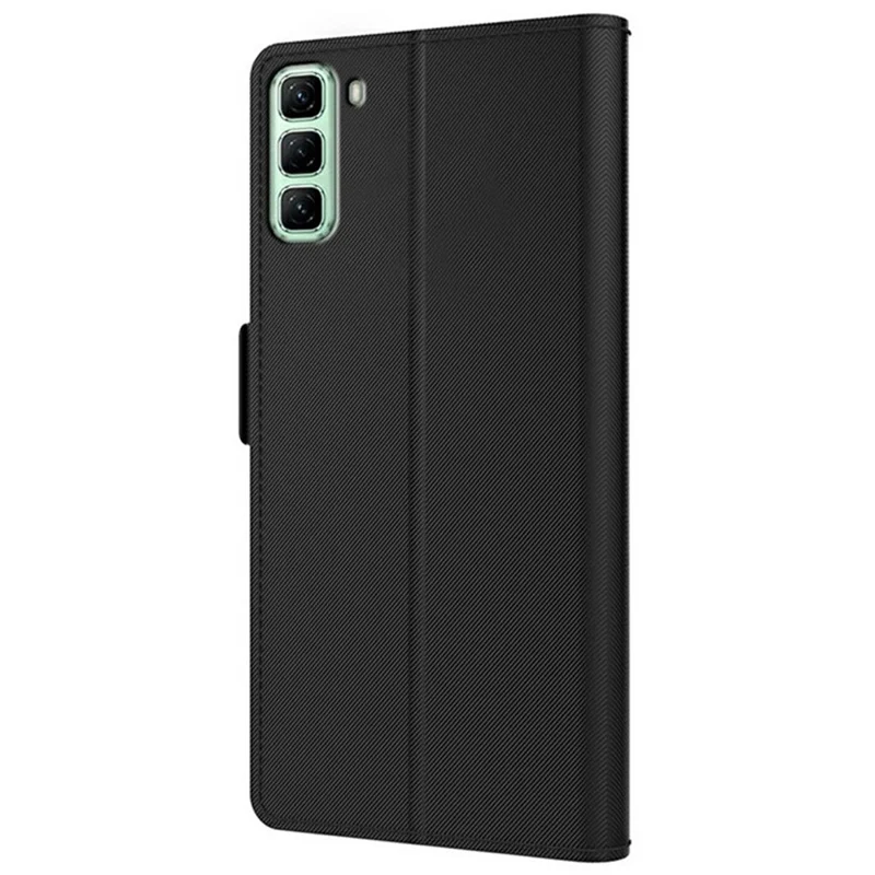 Per il caso Infinix Hot 50 4G Stand PU Leather Phone Cover Card Holder Mirror - Nero