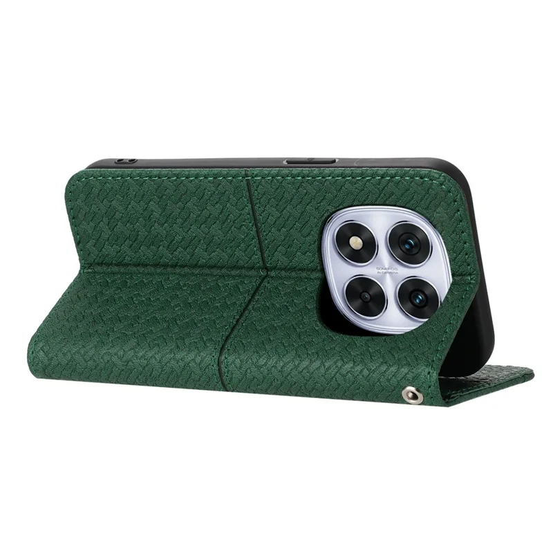 For Xiaomi Redmi Note 14 Pro+ 5G Magnetic Case Woven Texture Card Slots Cover - Green