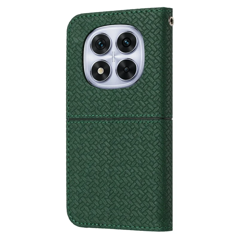 For Xiaomi Redmi Note 14 Pro+ 5G Magnetic Case Woven Texture Card Slots Cover - Green