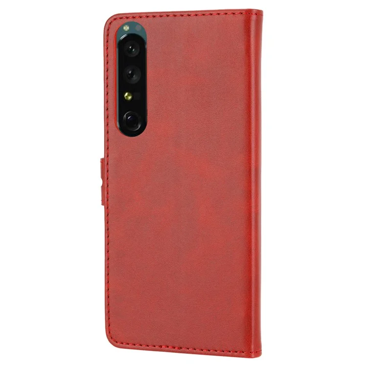 For Sony Xperia 5 IV 5G Case Happy Cat Pattern Imprinted Leather Wallet Phone Cover - Red