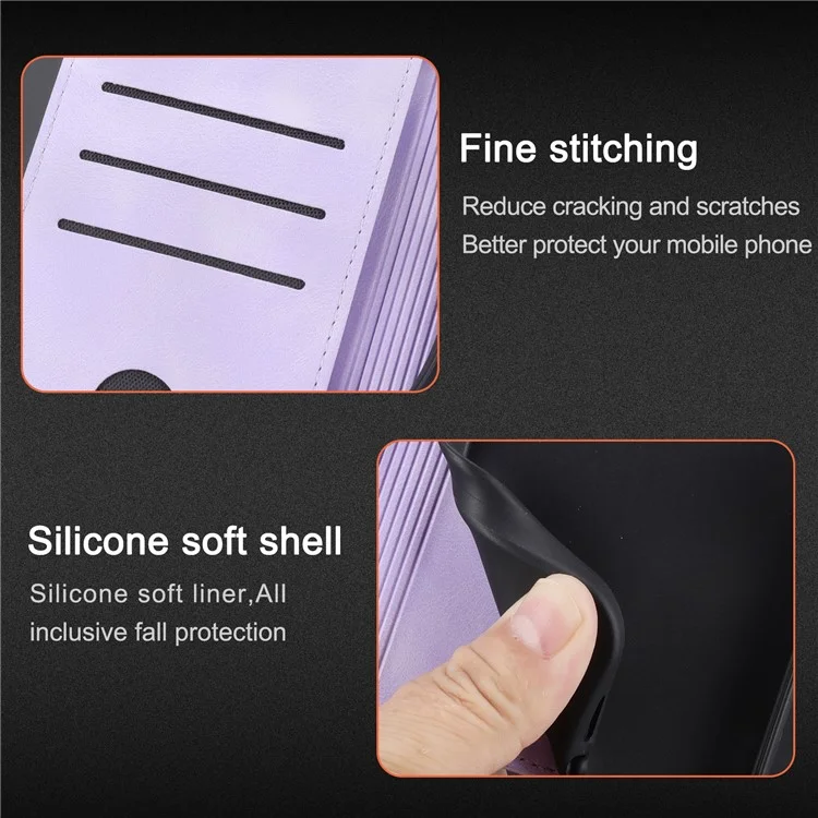For Sony Xperia 5 IV 5G Case Imprinted Line Leather Phone Cover with Handy Strap - Purple