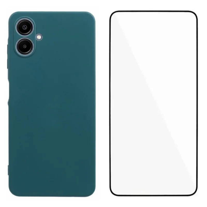 WANLONFENG RB2 Series for Samsung Galaxy A06 4G Case TPU Phone Cover with Screen Protector - Army Green