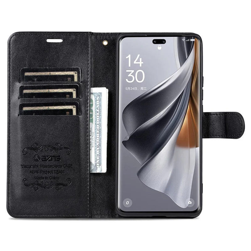 AZNS For Honor Magic7 Lite 5G / X9c 5G / X60 Pro 5G Case Anti-Scratch PU Leather Stand Wallet Phone Cover - Black