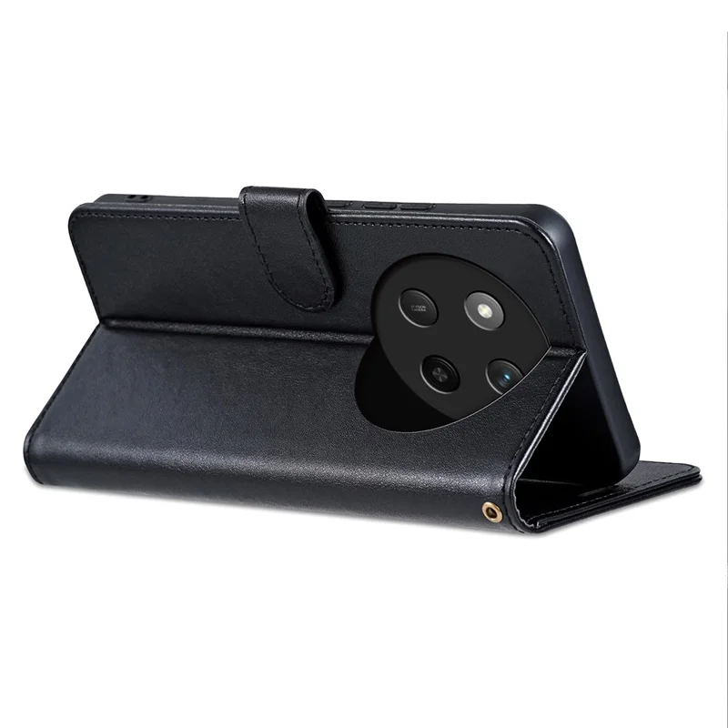 AZNS For Honor Magic7 Lite 5G / X9c 5G / X60 Pro 5G Case Anti-Scratch PU Leather Stand Wallet Phone Cover - Black