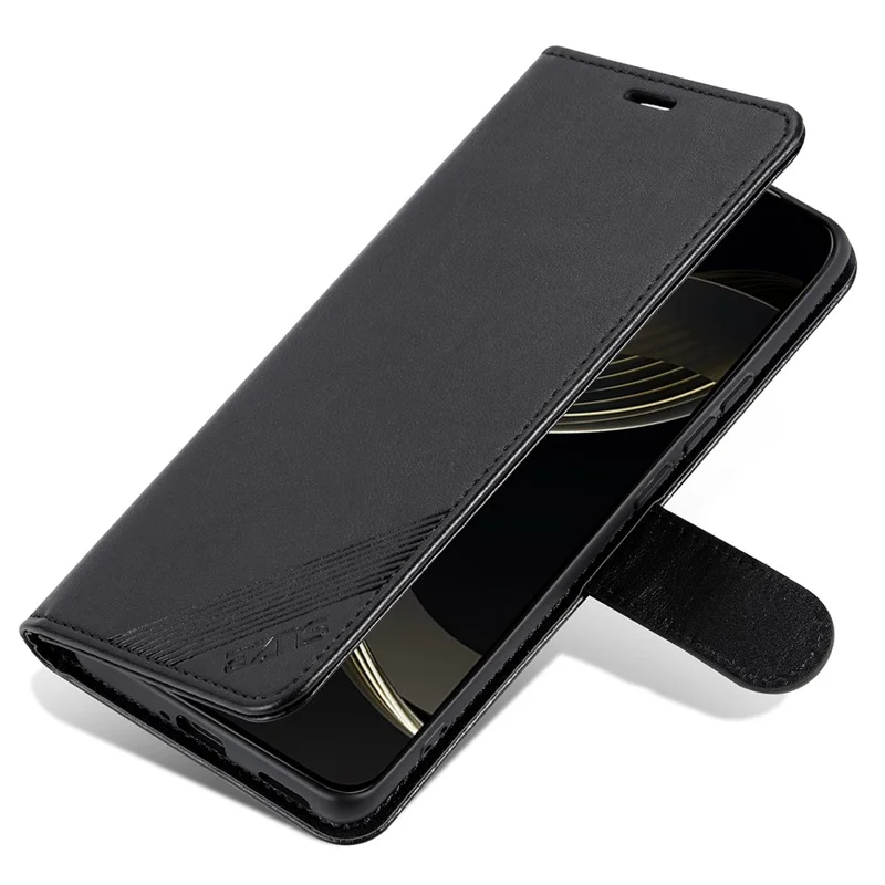 AZNS For Honor Magic7 Lite 5G / X9c 5G / X60 Pro 5G Case Anti-Scratch PU Leather Stand Wallet Phone Cover - Black