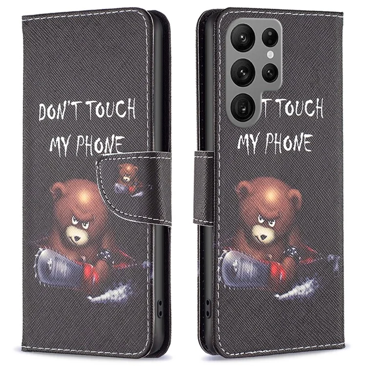 Capa de carteira com estampa de urso para Samsung Galaxy S25 Ultra