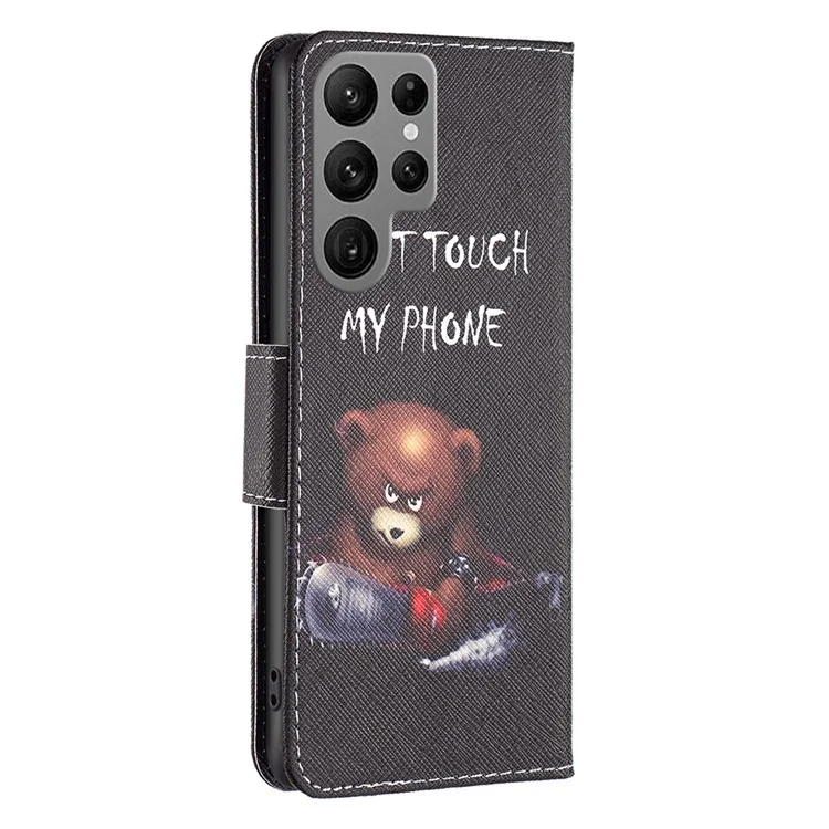 Capa de carteira com estampa de urso para Samsung Galaxy S25 Ultra