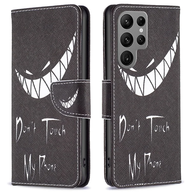 Funda de cartera con estampado para Samsung Galaxy S25 Ultra - No toques mi teléfono