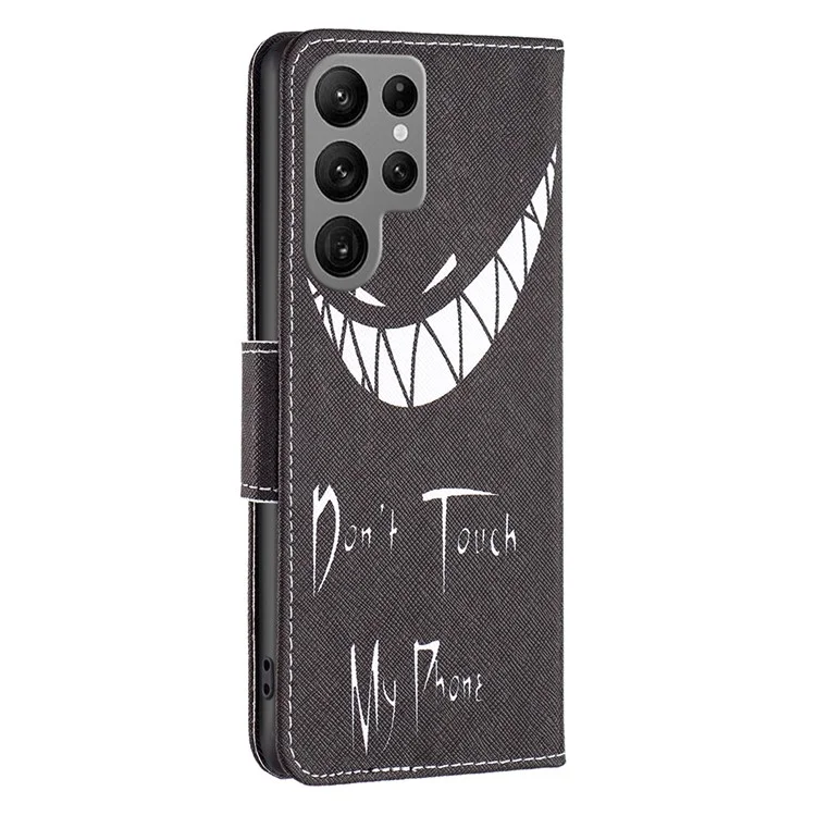Funda de cartera con estampado para Samsung Galaxy S25 Ultra - No toques mi teléfono