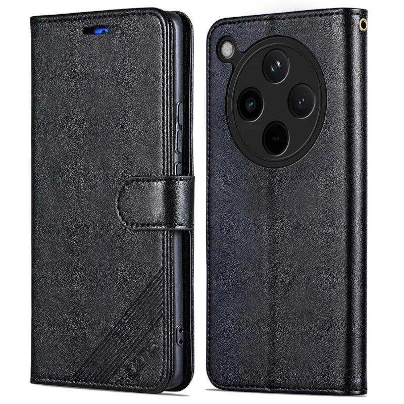 AZNS For Oppo Find X8 5G Case Anti-Scratch PU Leather Stand Wallet Phone Cover - Black