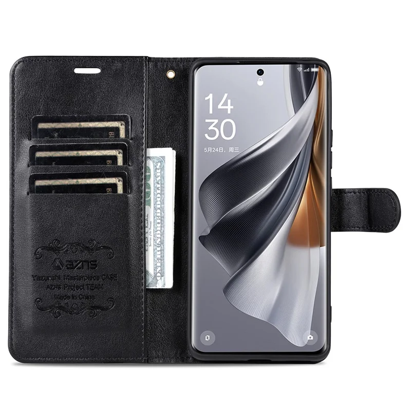 AZNS For Oppo Find X8 5G Case Anti-Scratch PU Leather Stand Wallet Phone Cover - Black