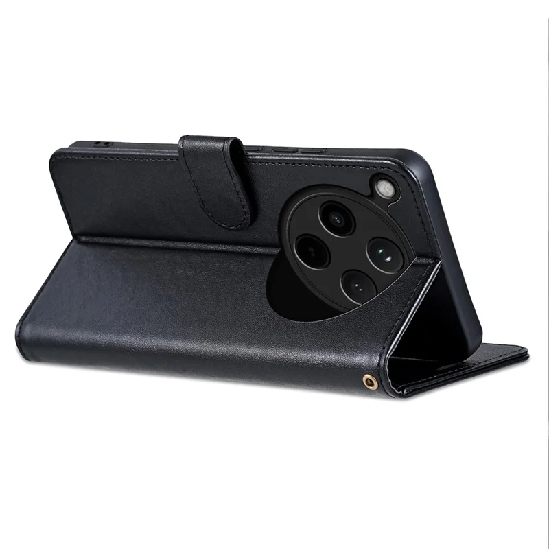 AZNS For Oppo Find X8 5G Case Anti-Scratch PU Leather Stand Wallet Phone Cover - Black