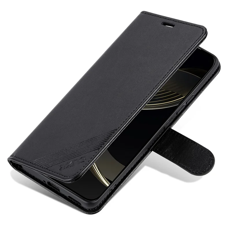 AZNS For Oppo Find X8 5G Case Anti-Scratch PU Leather Stand Wallet Phone Cover - Black