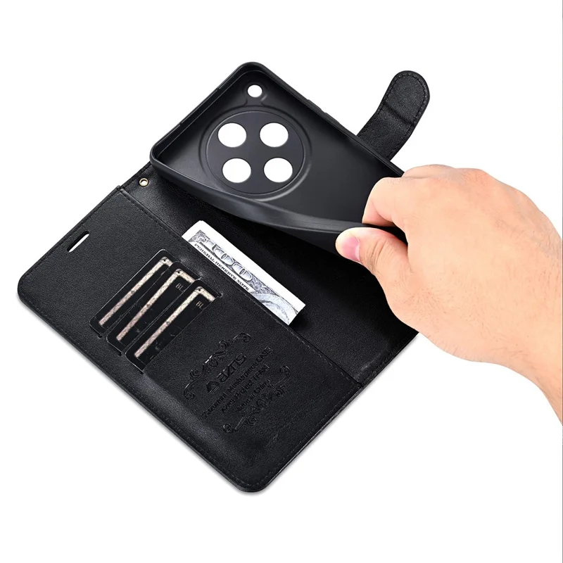 AZNS For Oppo Find X8 5G Case Anti-Scratch PU Leather Stand Wallet Phone Cover - Black