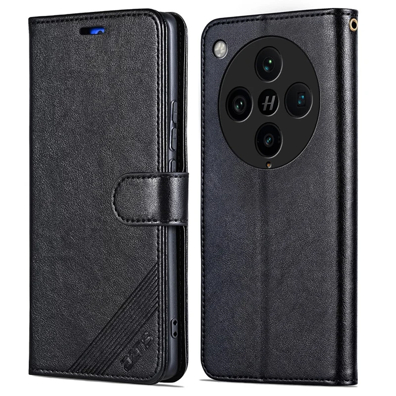 AZNS Pour Oppo Find X8 Pro 5G Étui Anti-Rayures en Cuir PU avec Support - Noir